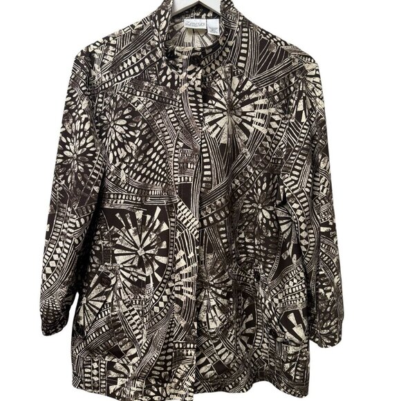 Chicos Zenergy Jacket Large (Chicos 2) Zip Front Casual Sport Stretch Brown - Picture 1 of 10